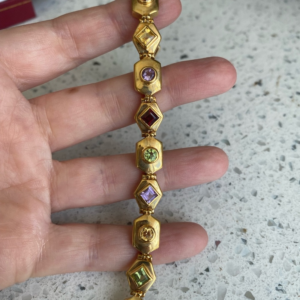 Multi stone 14k over sterling silver bracelet